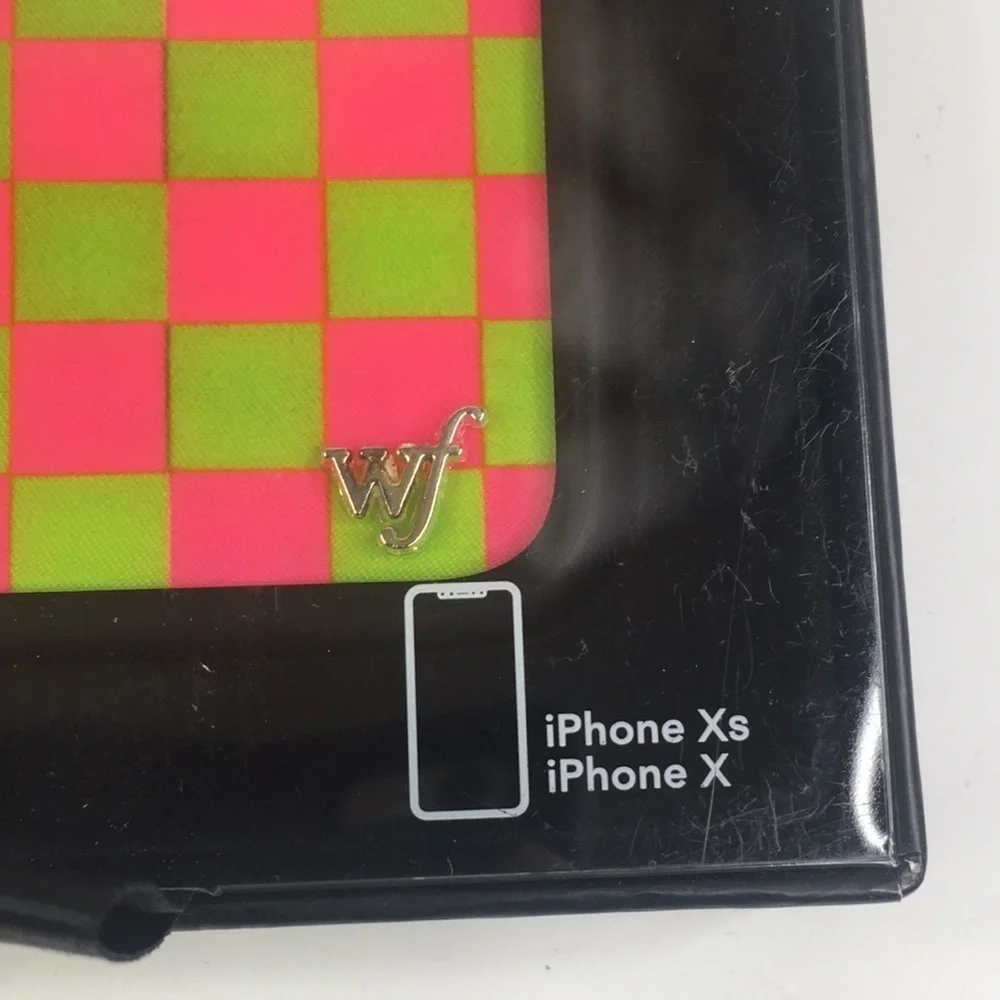 New Wildflower IPhone X/Xs Pink and Green Neon Checked Case